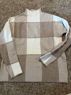 Men's Beige and Cream Block Pattern Sweater